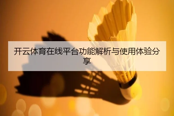 开云体育在线平台功能解析与使用体验分享